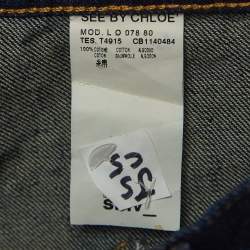 Pre Owned See by Chloe Blue Logo Embroidered Denim Shorts M Waist 30''