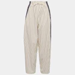 Pre Owned See by Chloé Cream Pinstripe Crepe Wide- Leg Trousers S