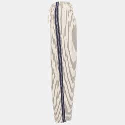 Pre Owned See by Chloé Cream Pinstripe Crepe Wide- Leg Trousers S