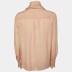 Pre Owned See by Chloe Anemone Pink Silk Blend Tie Neck Blouse M