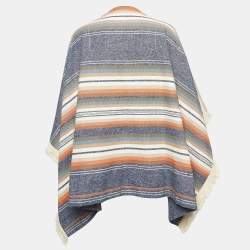 See by Chloe Multicolor Striped Canvas Fringe Detail Poncho M/L