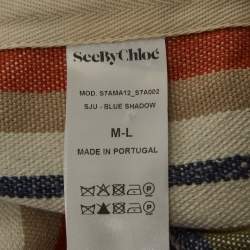 See by Chloe Multicolor Striped Canvas Fringe Detail Poncho M/L