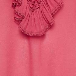 Pre Owned See by Chloe Raspberry Pink Crepe Ruffled Blouse M
