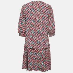 Pre Owned See by Chloe Multicolor Floral Print Crepe Skirt Blouse Set S