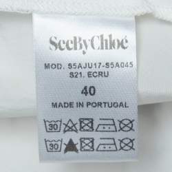 See by Chloe White Printed Chiffon Tiered Midi Skirt M