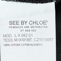 Pre Owned See by Chloe Black Beaded Tassels Sleeve Cotton Top 