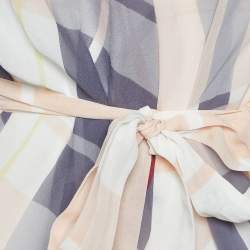 See by Chloe Beige Checked Silk Asymmetric Short Dress L