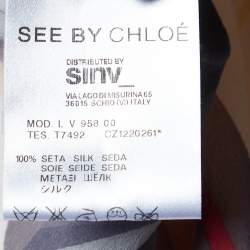 See by Chloe Beige Checked Silk Asymmetric Short Dress L