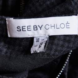 See by Chloe Grey Checked Wool & Cotton Shift Dress S