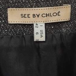 Pre Owned See by Chloe Black Tweed Sheath Mini Dress L