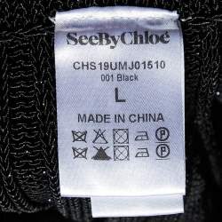 Pre Owned See by Chloe Black Lurex Rib Knit Maxi Skirt L