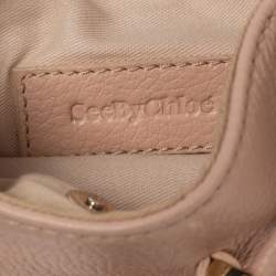Pre Owned See By Chloe Pale Peach Leather Vicky Crossbody Bag