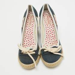 See by Chloe Navy Blue Denim Wedge Pumps Size 38