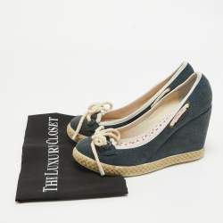 See by Chloe Navy Blue Denim Wedge Pumps Size 38
