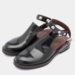 See by Chloe Black Leather Embellished Ankle Strap Mules Size 35