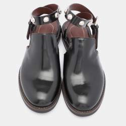 See by Chloe Black Leather Embellished Ankle Strap Mules Size 35