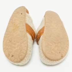 See by Chloe Cream Leather and Shearling Fur Mules Size 38