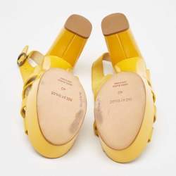 See by Chloe Yellow Patent Leather and Suede Ankle Strap Sandals Size 40