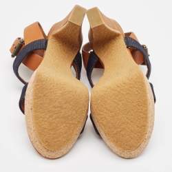 See by Chloe Brown Canvas Denim Ankle Strap Sandals Size 36