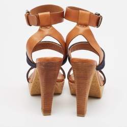 See by Chloe Brown Canvas Denim Ankle Strap Sandals Size 36