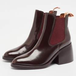 Pre Owned See by Chloe Burgundy Leather Hiking Boots Size 36