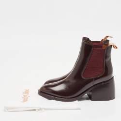 Pre Owned See by Chloe Burgundy Leather Hiking Boots Size 36