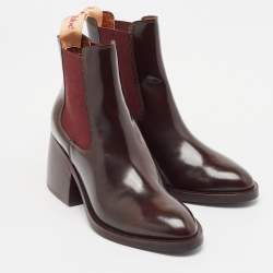 Pre Owned See by Chloe Burgundy Leather Hiking Boots Size 36