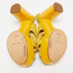 See by Chloe Yellow Patent Leather and Suede Strappy Platform Sandals Size 40