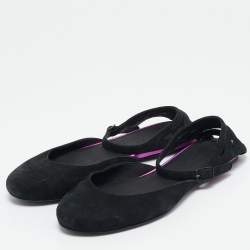 See by Chloe Black Suede Ankle Strap Ballet Flats Size 37
