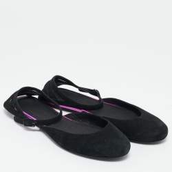 See by Chloe Black Suede Ankle Strap Ballet Flats Size 37