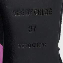 See by Chloe Black Suede Ankle Strap Ballet Flats Size 37