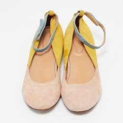 See by Chloe Tricolor Suede Ankle Strap Ballet Flats Size 37