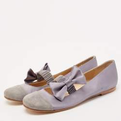 See by Chloe Two Tone Satin and Suede Bow Ballet Flats Size 37