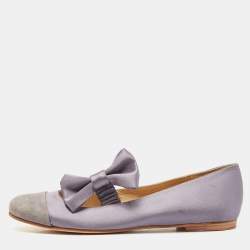 See by Chloe Two Tone Satin and Suede Bow Ballet Flats Size 37
