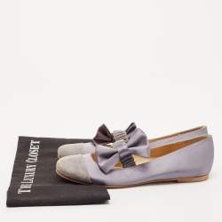 See by Chloe Two Tone Satin and Suede Bow Ballet Flats Size 37