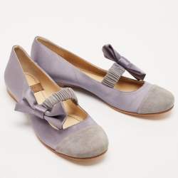 See by Chloe Two Tone Satin and Suede Bow Ballet Flats Size 37