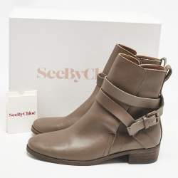 See by Chloe Brown Leather Ankle Length Boots Size 36.5