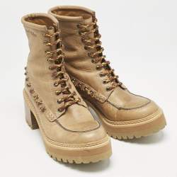 See by Chloe Beige Leather Mahalia Ankle Length Boots Size 39