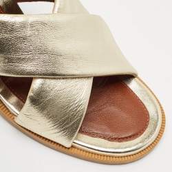 See by Chloe Light Gold Leather Lyna Slingback Sandals Size 41