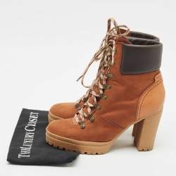 See by Chloe Brown Nubuck and Leather Ankle Boots Size 39