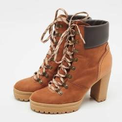 See by Chloe Brown Nubuck and Leather Ankle Boots Size 39