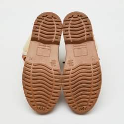 مملوكة مسبقًا See by Chloe Beige Rubber and Shearling Fur Florrie Lined Combat Boots Size 39