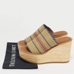 Pre Owned See By Chloe Multicolor Knit Fabric Espadrille Wedge Sandals Size 38