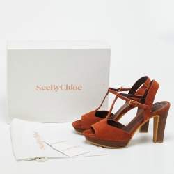 Pre Owned See by Chloe Brown Suede Platform Sandals Size 41