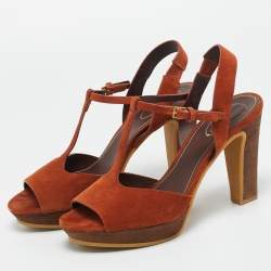 Pre Owned See by Chloe Brown Suede Platform Sandals Size 41