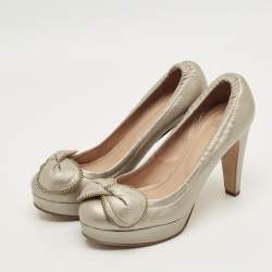 مملوكة مسبقًا See by Chloé Size 40 Metallic Leather Platform Pumps