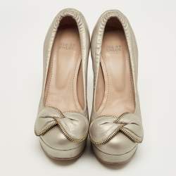 مملوكة مسبقًا See by Chloé Size 40 Metallic Leather Platform Pumps
