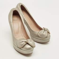 مملوكة مسبقًا See by Chloé Size 40 Metallic Leather Platform Pumps