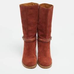 مملوكة مسبقًا See by Chloe Size 38 Brown Leather and Suede Mid Calf Boots