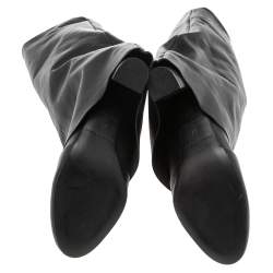 Pre Owned See By Chloe Black Leather Knee Length Boots Size 37